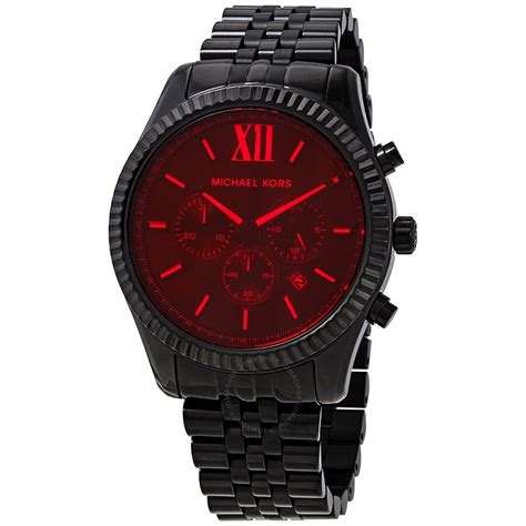 michael kors black and red mens watch|Michael Kors black dial watch.